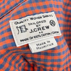 J.Crew Men's XL Orange Blue Gingham Check Button Down Cotton Woven Shirt